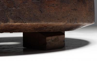 Brutalist Primitive Round Coffee Table France 19th Century