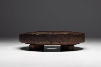 Brutalist Primitive Round Coffee Table France 19th Century