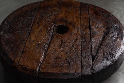 Brutalist Primitive Round Coffee Table France 19th Century
