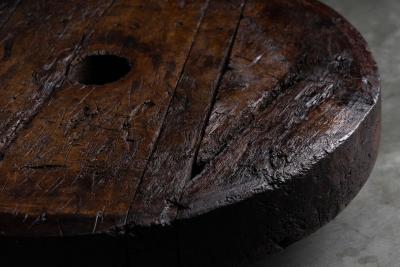 Brutalist Primitive Round Coffee Table France 19th Century