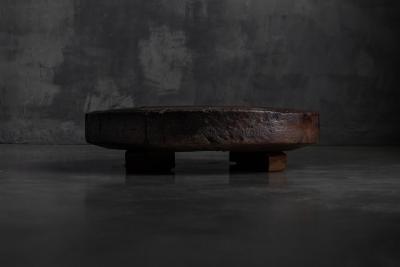 Brutalist Primitive Round Coffee Table France 19th Century