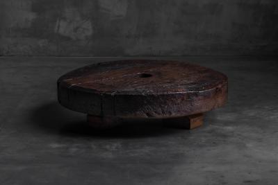 Brutalist Primitive Round Coffee Table France 19th Century