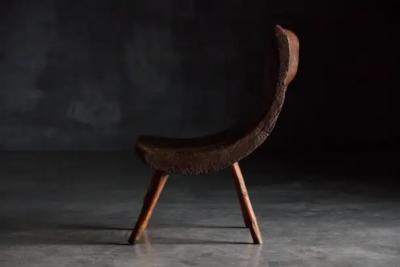 Brutalist Pyrenean Monoxyle Stool France 1950s