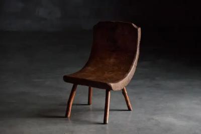 Brutalist Pyrenean Monoxyle Stool France 1950s