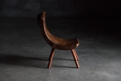 Brutalist Pyrenean Monoxyle Stool France 1950s