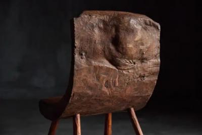 Brutalist Pyrenean Monoxyle Stool France 1950s