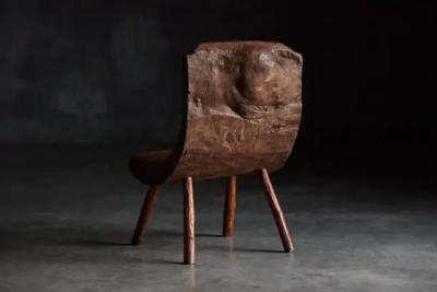 Brutalist Pyrenean Monoxyle Stool France 1950s