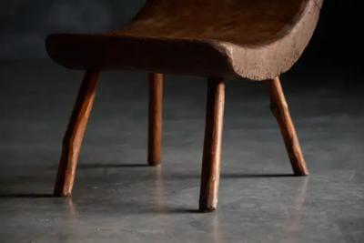Brutalist Pyrenean Monoxyle Stool France 1950s