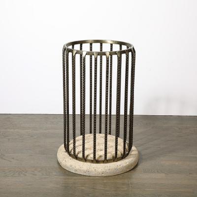 Brutalist Rebar and Fossilized Limestone Dining Table