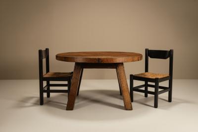 Brutalist Round Dining Table France 1950s