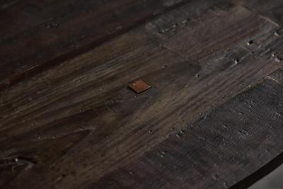 Brutalist Round Dining Table in Reclaimed Wood France 20th Century