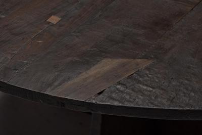 Brutalist Round Dining Table in Reclaimed Wood France 20th Century
