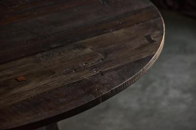 Brutalist Round Dining Table in Reclaimed Wood France 20th Century