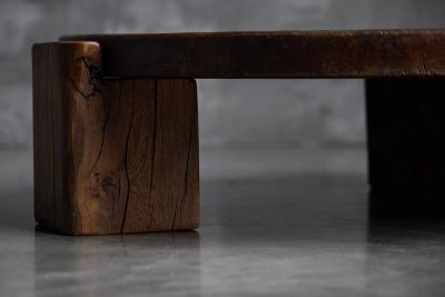 Brutalist Round Oak Coffee Table Mid 20th Century
