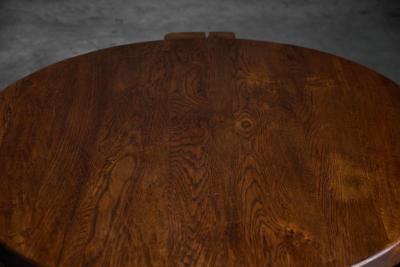 Brutalist Round Oak Coffee Table Mid 20th Century
