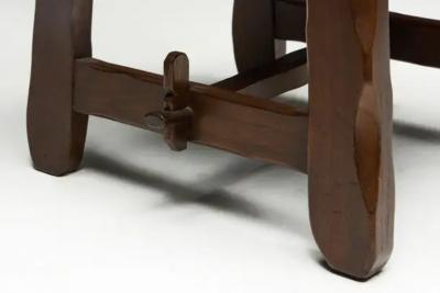 Brutalist Rustic Alpine Dining Chairs in Stained Oak Spain 1970s