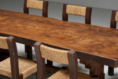 Brutalist Rustic Dining Table France Early 20th Century