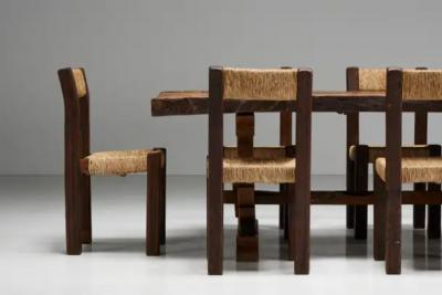 Brutalist Rustic Dining Table France Early 20th Century