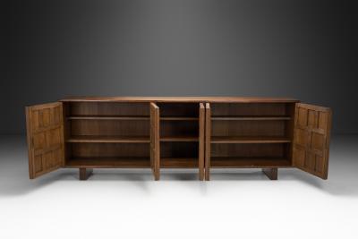 Brutalist Sideboard with Panelled and Geometric Doors Spain 1960s