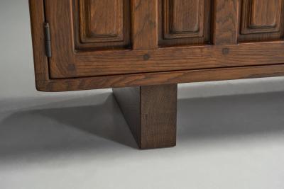 Brutalist Sideboard with Panelled and Geometric Doors Spain 1960s