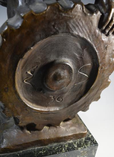 Brutalist Social Realist Male Industrial Worker Bronze Sculpture