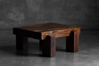 Brutalist Solid Oak Coffee Table Mid 20th Century