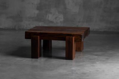 Brutalist Solid Oak Coffee Table Mid 20th Century