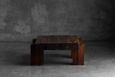 Brutalist Solid Oak Coffee Table Mid 20th Century