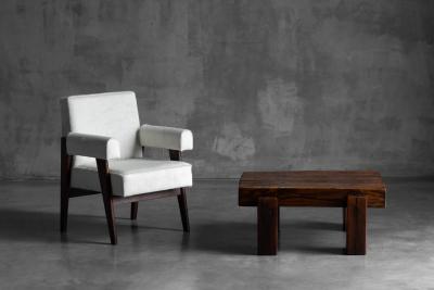 Brutalist Solid Oak Coffee Table Mid 20th Century