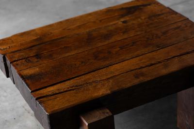 Brutalist Solid Oak Coffee Table Mid 20th Century