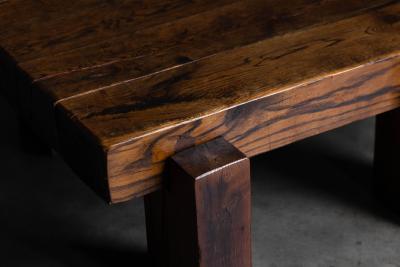 Brutalist Solid Oak Coffee Table Mid 20th Century