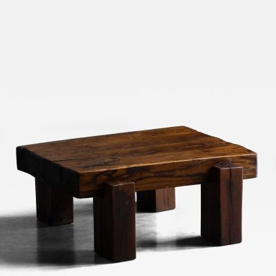 Brutalist Solid Oak Coffee Table Mid 20th Century