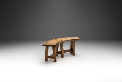 Brutalist Solid Wood Bench France 1960s