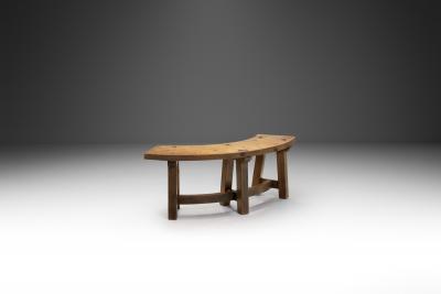 Brutalist Solid Wood Bench France 1960s