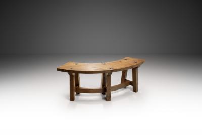 Brutalist Solid Wood Bench France 1960s