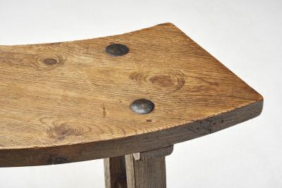 Brutalist Solid Wood Bench France 1960s