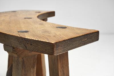 Brutalist Solid Wood Bench France 1960s