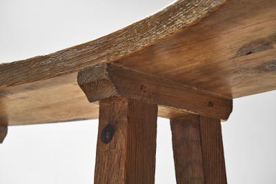 Brutalist Solid Wood Bench France 1960s