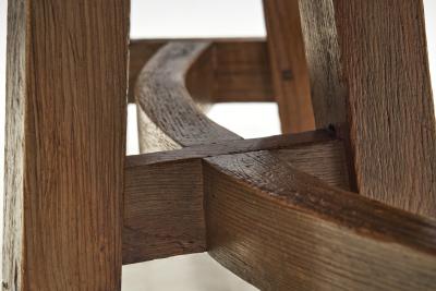 Brutalist Solid Wood Bench France 1960s