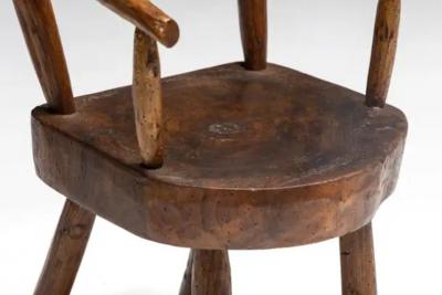 Brutalist Solid Wood Childs Armchair France 1960s