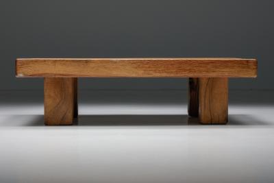 Brutalist Solid Wood Coffee Table 1940s