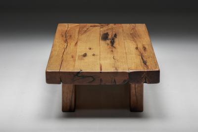Brutalist Solid Wood Coffee Table 1940s