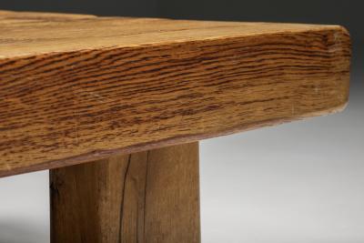 Brutalist Solid Wood Coffee Table 1940s