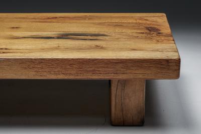 Brutalist Solid Wood Coffee Table 1940s