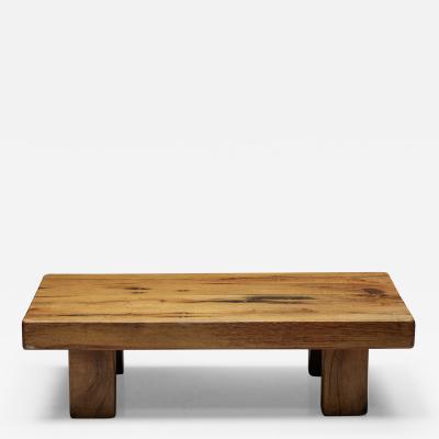 Brutalist Solid Wood Coffee Table 1940s
