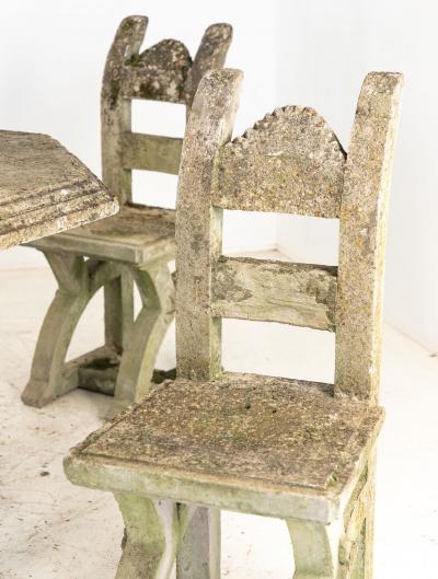 Brutalist Style Concrete Table and set of Four Chairs England 1960s