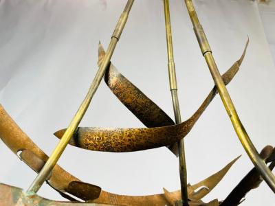 Brutalist Style Copper Chandelier