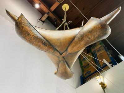 Brutalist Style Copper Chandelier