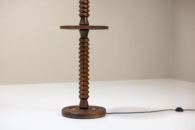 Brutalist Style Floor lamp in Saddle brown Oak France 1960s