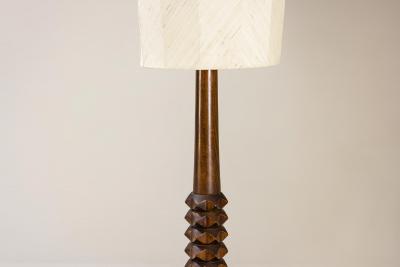 Brutalist Style Floor lamp in Saddle brown Oak France 1960s